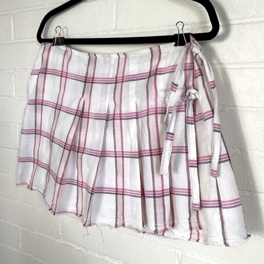 🍀3/50 AMERICAN EAGLE Wrap Plaid Mini Skirt (14)